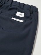 WTAPS - 09 Straight-Leg Pleated Logo-Embroidered Twill Trousers - Blue