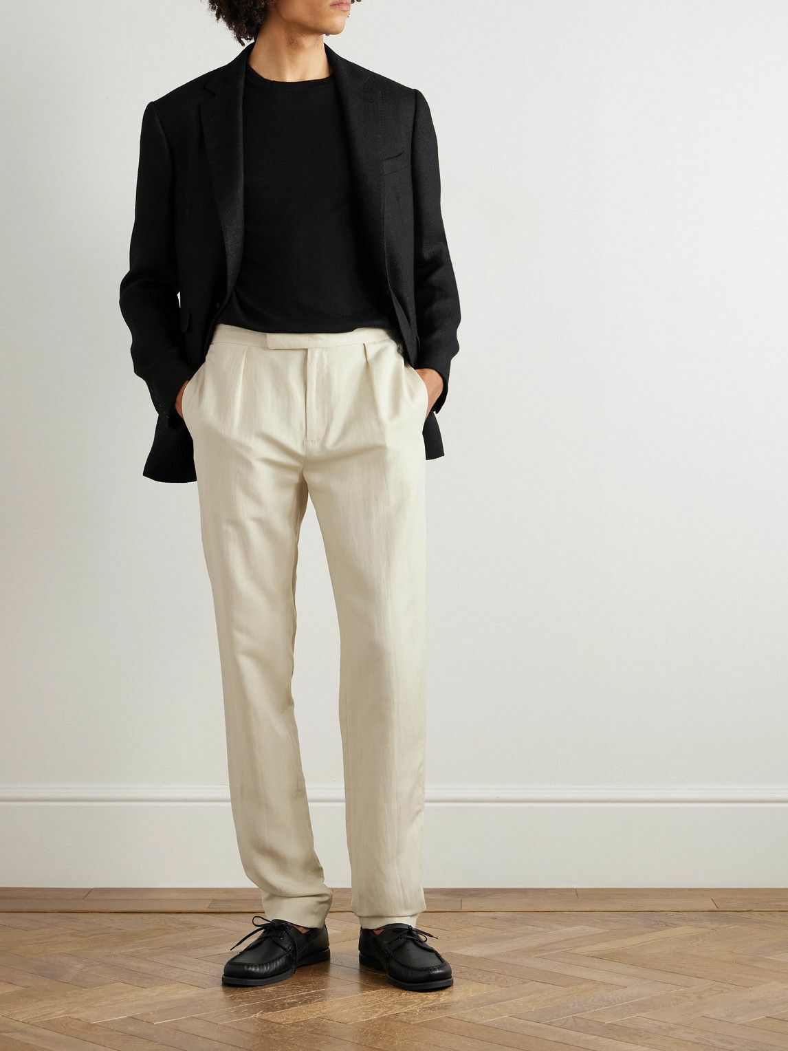 Ralph Lauren Purple label - Davis Straight-Leg Silk and Linen-Blend Trousers - Neutrals