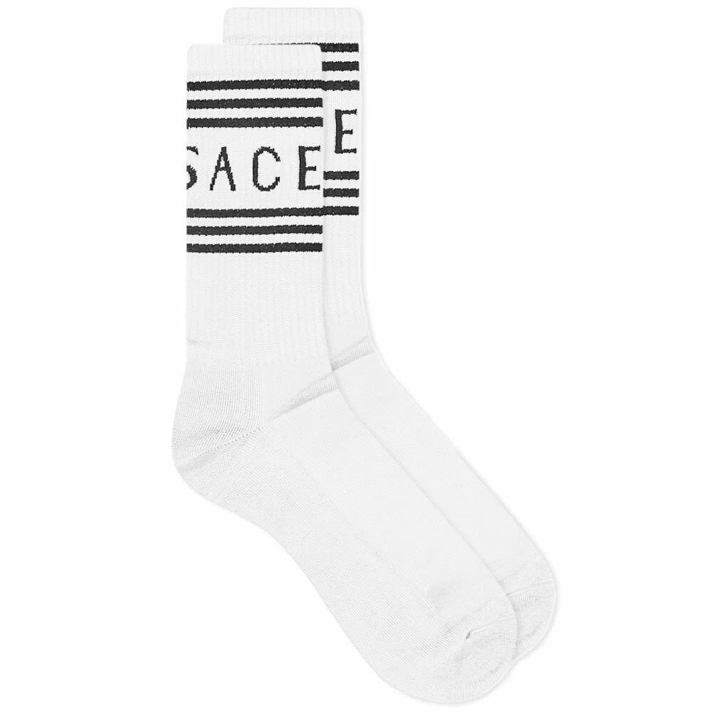 Versace Men's Sports Logo Sock in White/Black Versace