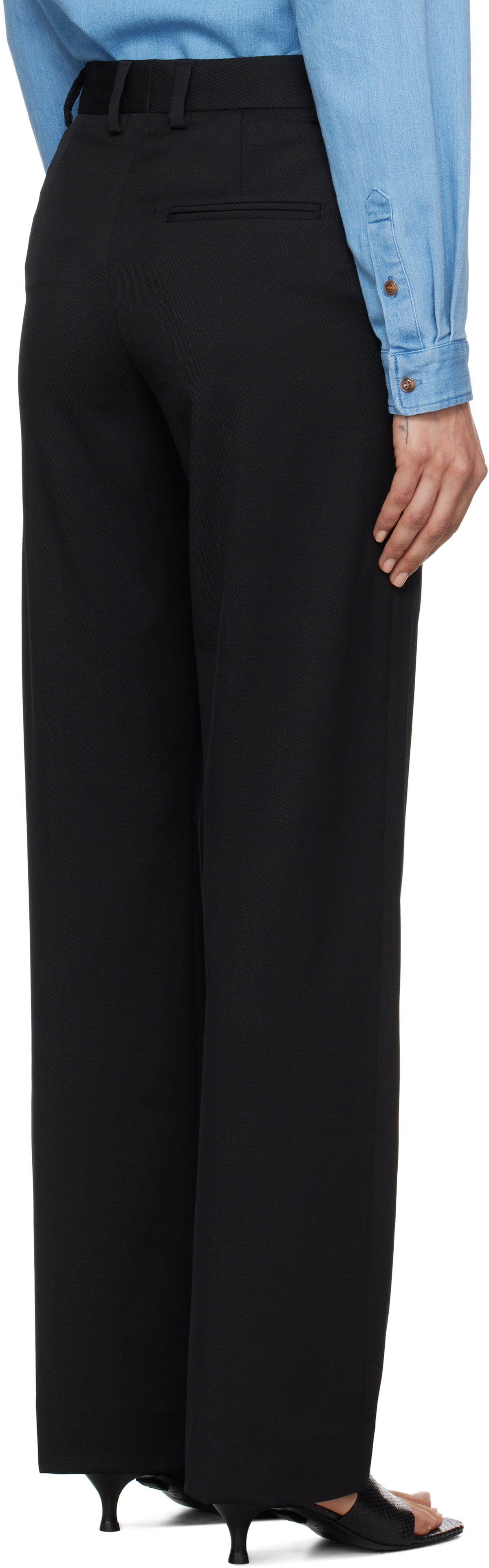 Filippa K Black High Waist Bootcut Trousers