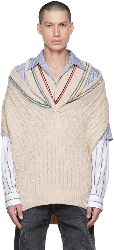 Photo: Y/Project SSENSE Exclusive Beige Triple Collar Cricket Vest