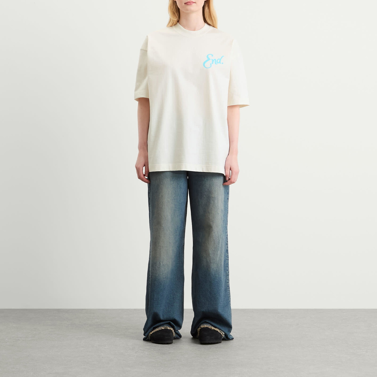 END. Coastal Fish Bar By The Sea T-Shirt in Ecru