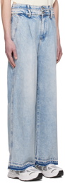 Feng Chen Wang Blue Double Waistband Jeans