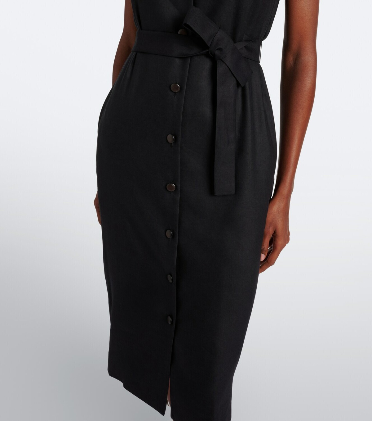 Max Mara Belted linen and silk midi dress