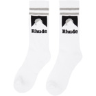 Rhude White and Grey Mountain Logo Socks