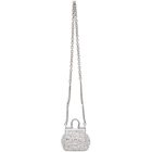 Dolce and Gabbana Silver Satin Crystal Micro Sicily Bag