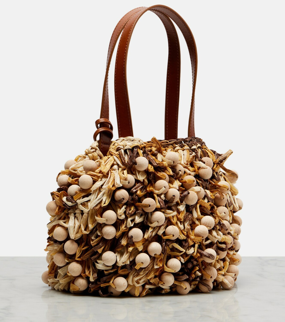 Aquazzura Pom Pom beaded top-handle bag