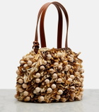 Aquazzura Pom Pom beaded top-handle bag