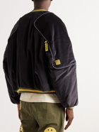 KAPITAL - Shell-Trimmed Embroidered Cotton-Velvet Bomber Jacket - Black