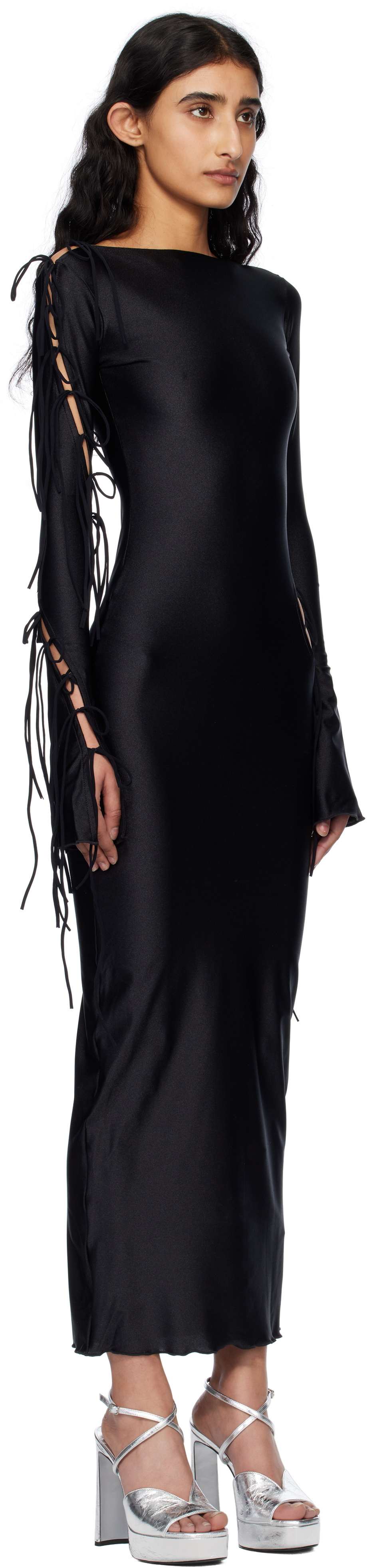Fancì Club Black Lan Evening Maxi Dress