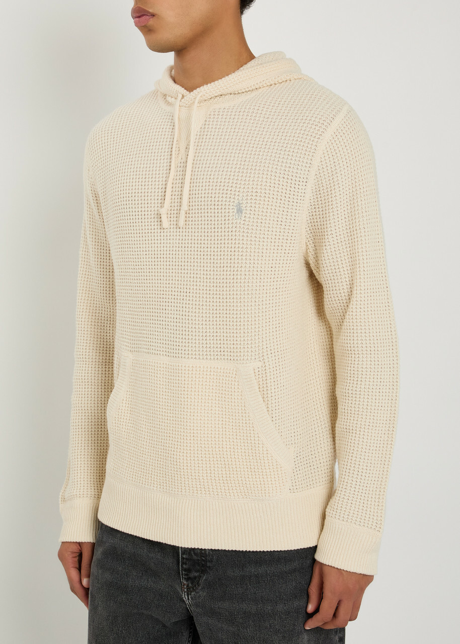 Polo Ralph Lauren Hooded Waffle-knit Wool-blend Jumper Cream