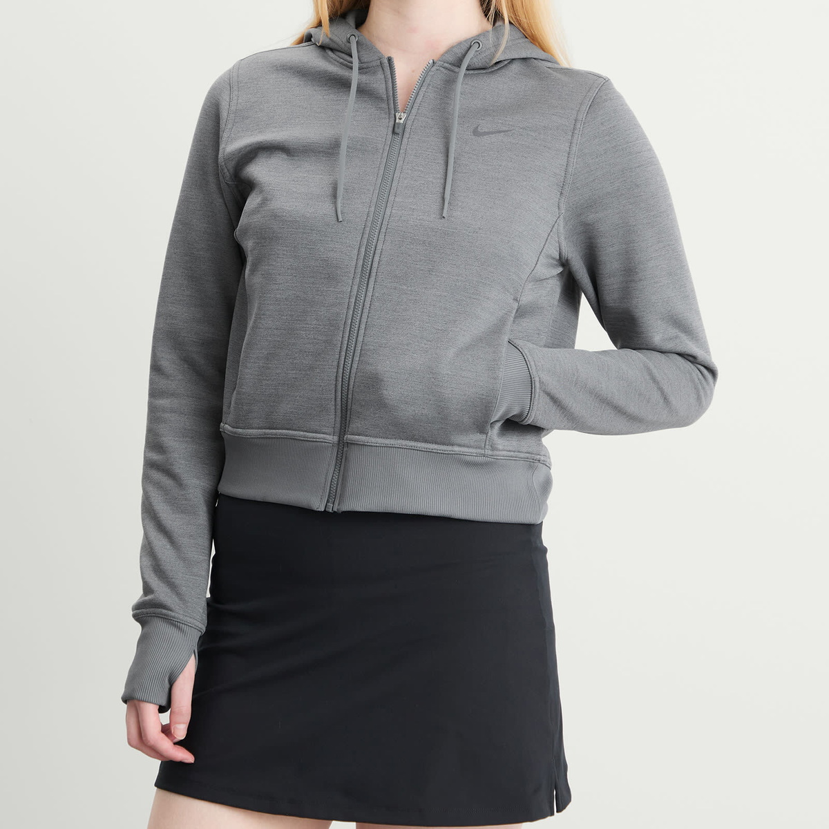 Nike Women's One Therma- Fit Hoodie in Carbon Heather