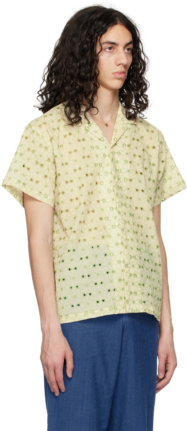 HARAGO Off-White & Green Floral Shirt