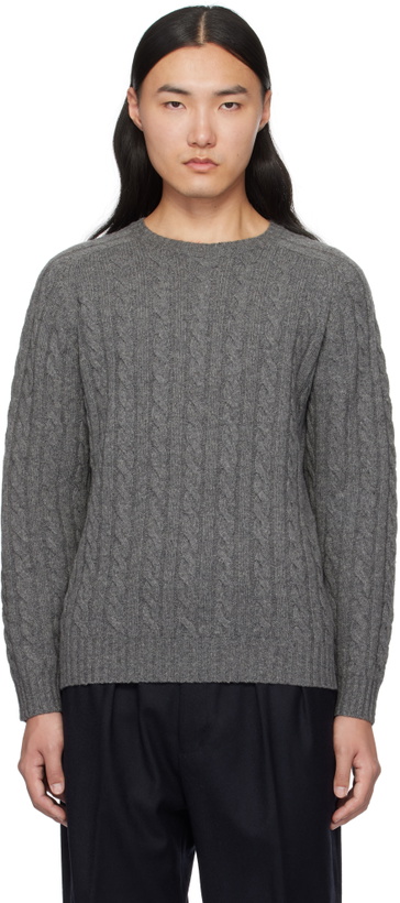 Photo: BEAMS PLUS Gray Cable 5G Crewneck