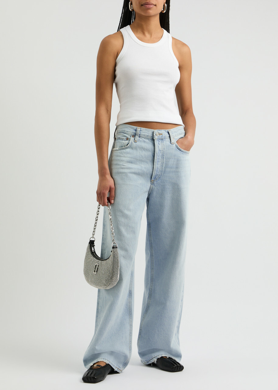 Agolde Low Slung Distressed Wide-leg Jeans Light Blue AGOLDE Agolde Low Slung Distressed Wide-leg Jeans Light Blue AGOLDE