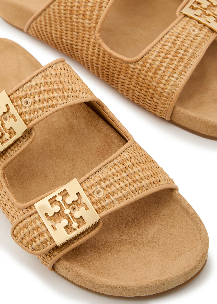 Tory Burch Mellow Raffia Sliders Camel