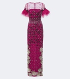 Là Fuori Aviary Crystal embellished bustier gown