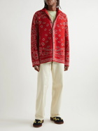 Alanui - Jacquard-Knit Virgin Wool-Blend Cardigan - Red