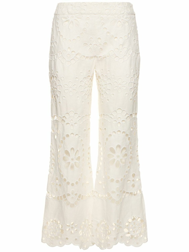 Photo: ZIMMERMANN - Lexi Embroidered Linen Flared Pants