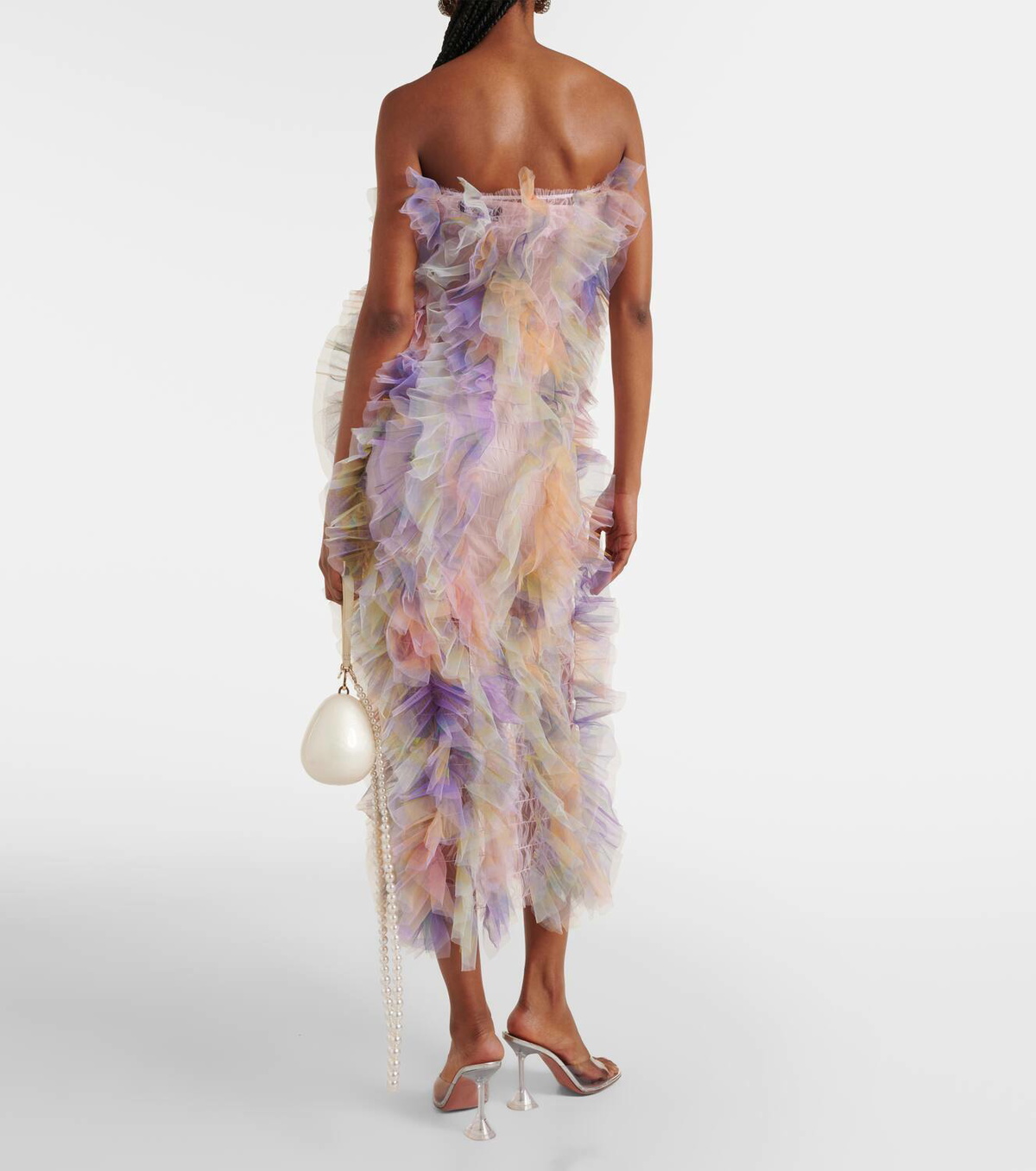 Susan Fang Shirred tulle maxi dress