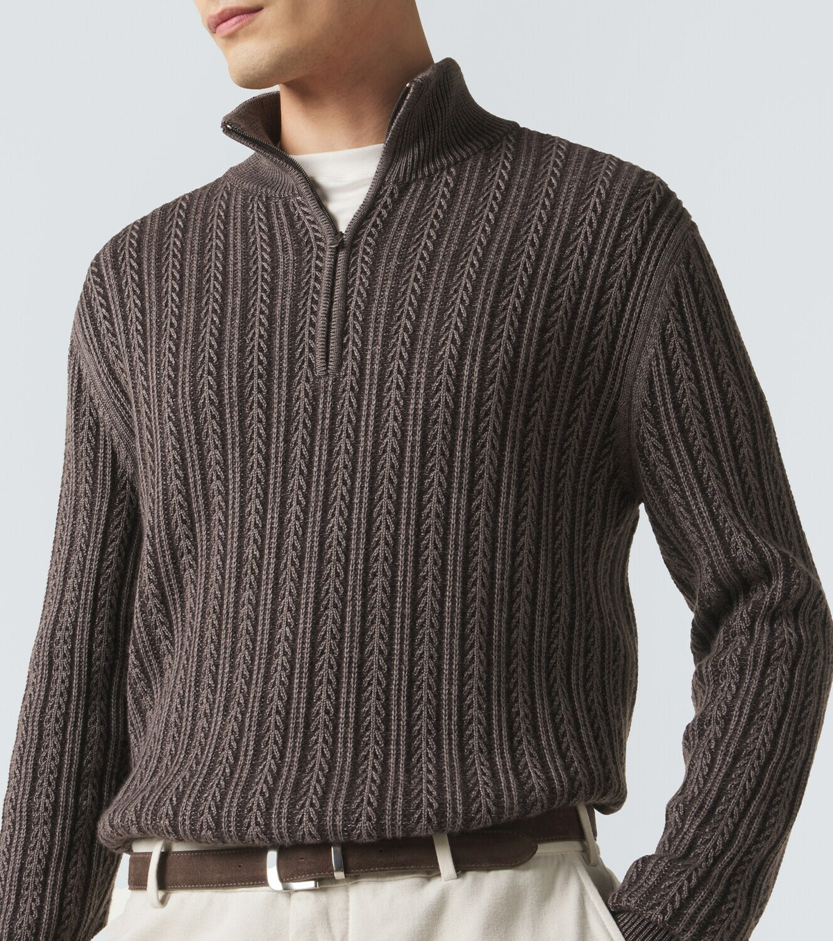 Agnona Cashmere, wool, and silk half-zip sweater