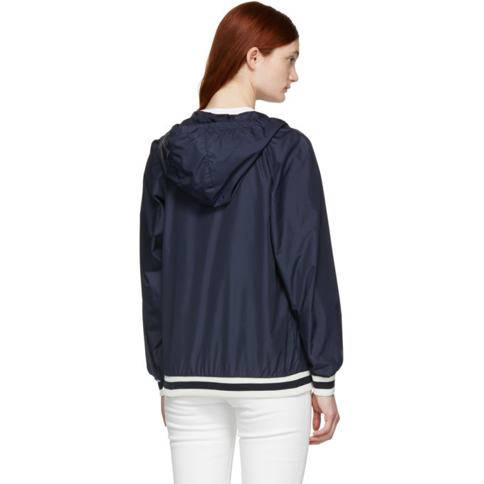 Maison Kitsune Navy Tricolor Fox Hooded Windbreaker Jacket Maison