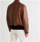 TOD'S - Leather Bomber Jacket - Brown