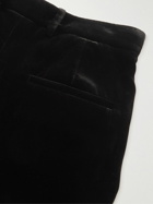 SAINT LAURENT - Wide-Leg Velour Trousers - Black