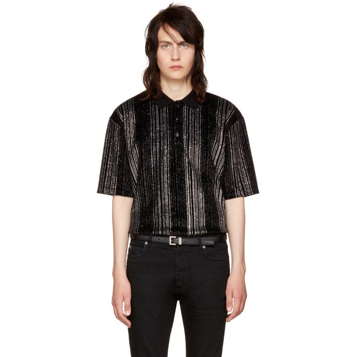 Photo: Saint Laurent Black Striped Glitter Polo