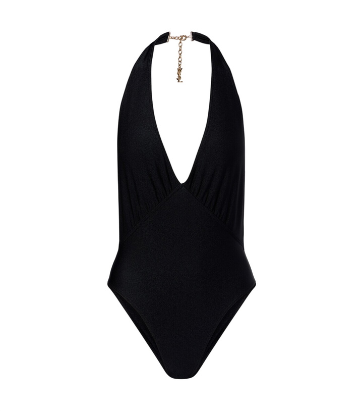 Photo: Saint Laurent Cassandre halterneck swimsuit