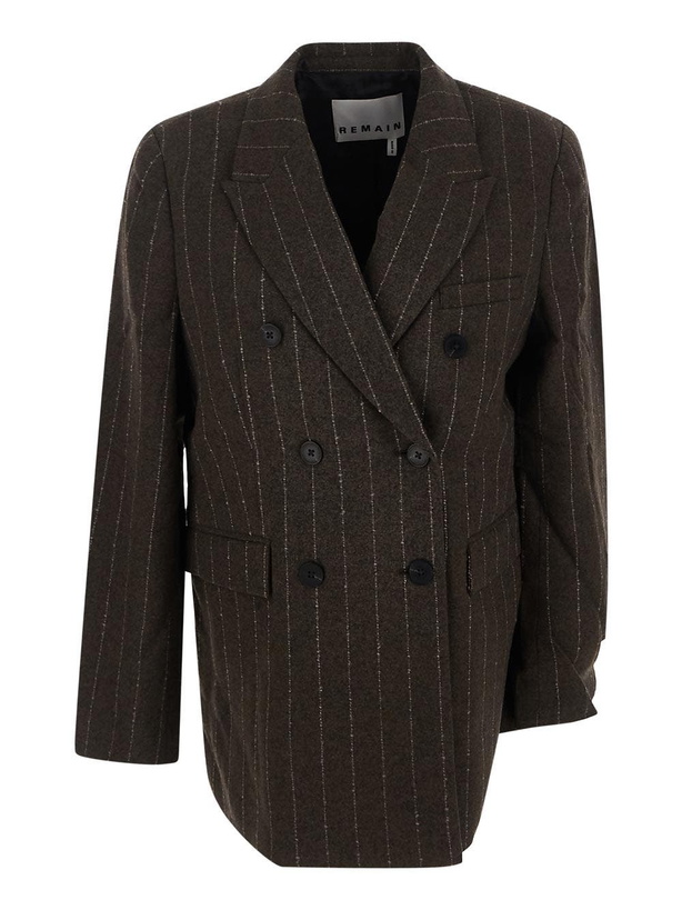 Photo: Remain Pinstripe Fitted Blazer