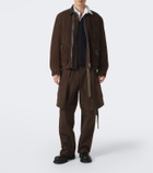 Sacai Leather-trimmed suede blouson jacket