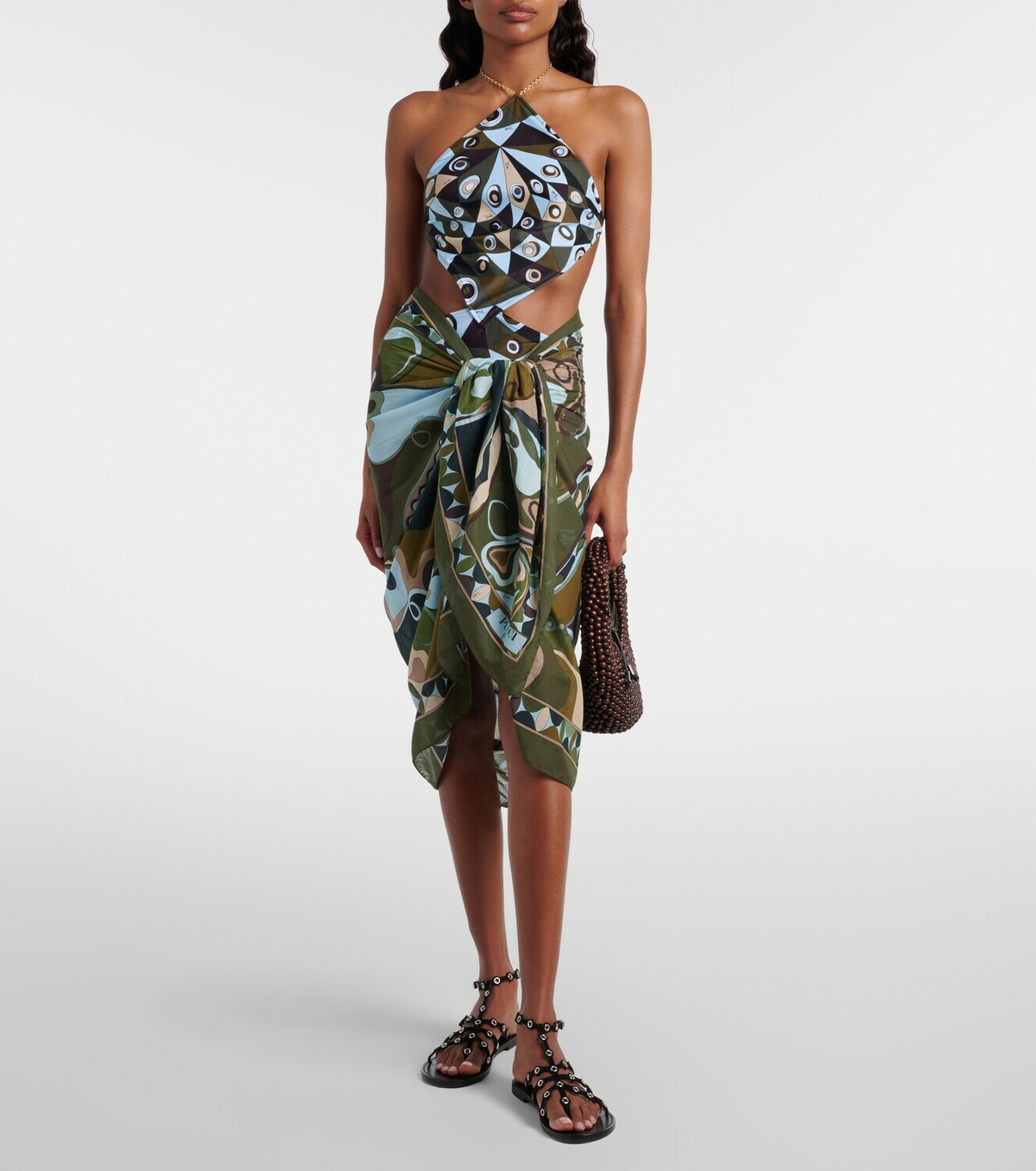 Pucci Occhi cutout halterneck swimsuit Emilio Pucci