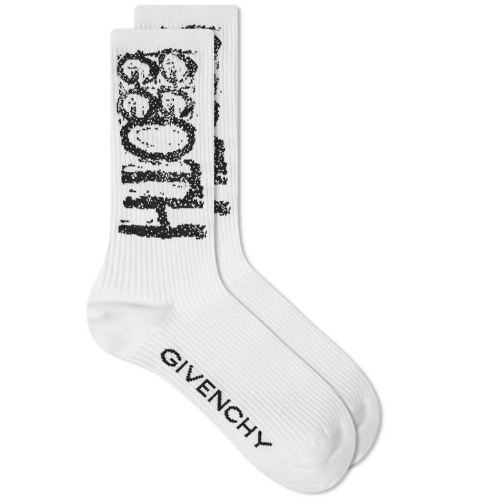 Photo: Givenchy Men's Goth Print Socks in White/Black