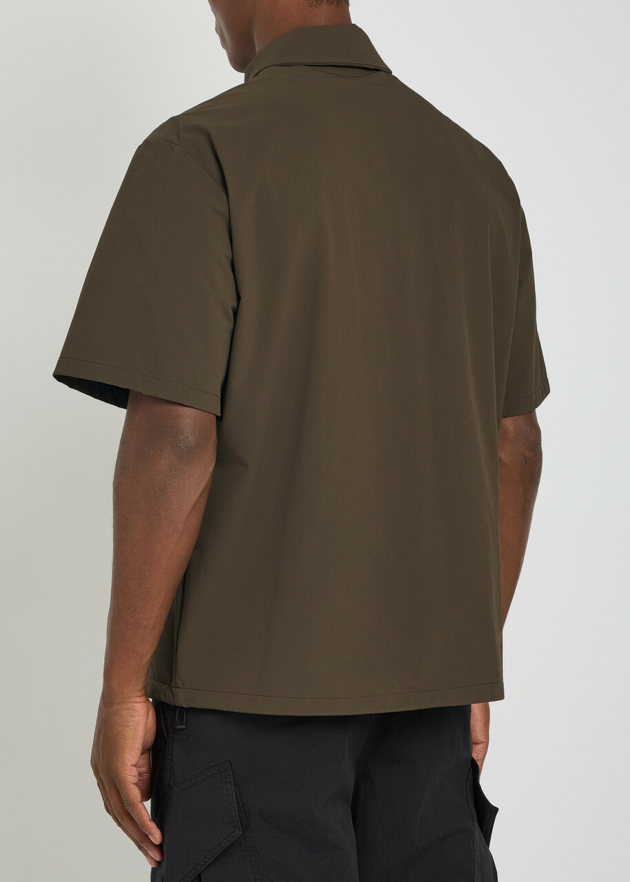 Moncler Logo-appliquéd Stretch-polyamide Polo Shirt Dark Brown