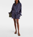 Asceno Franca striped silk charmeuse pajama shorts