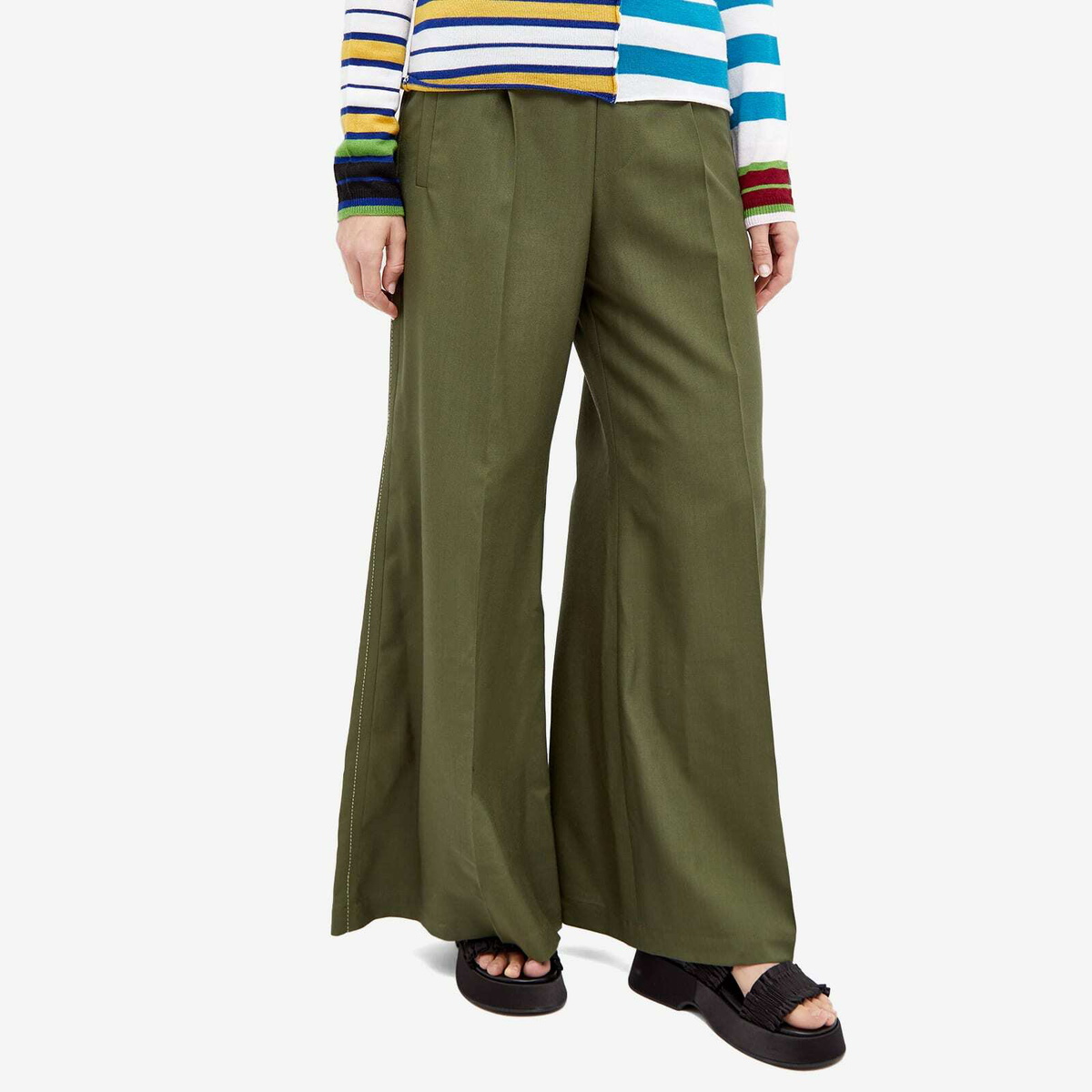 Marni Women's Wide Leg Trouser in Forest Green Marni