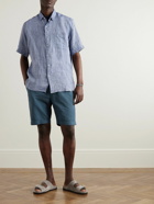 Sunspel - Straight-Leg Garment-Dyed Cotton and Linen-Blend Shorts - Blue