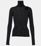 Blumarine Floral-appliqué wool turtleneck sweater