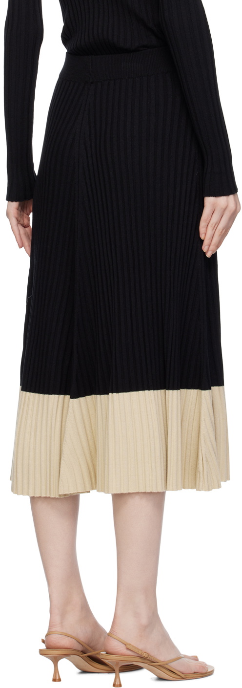 BEVZA Black Colorblocked Midi Skirt