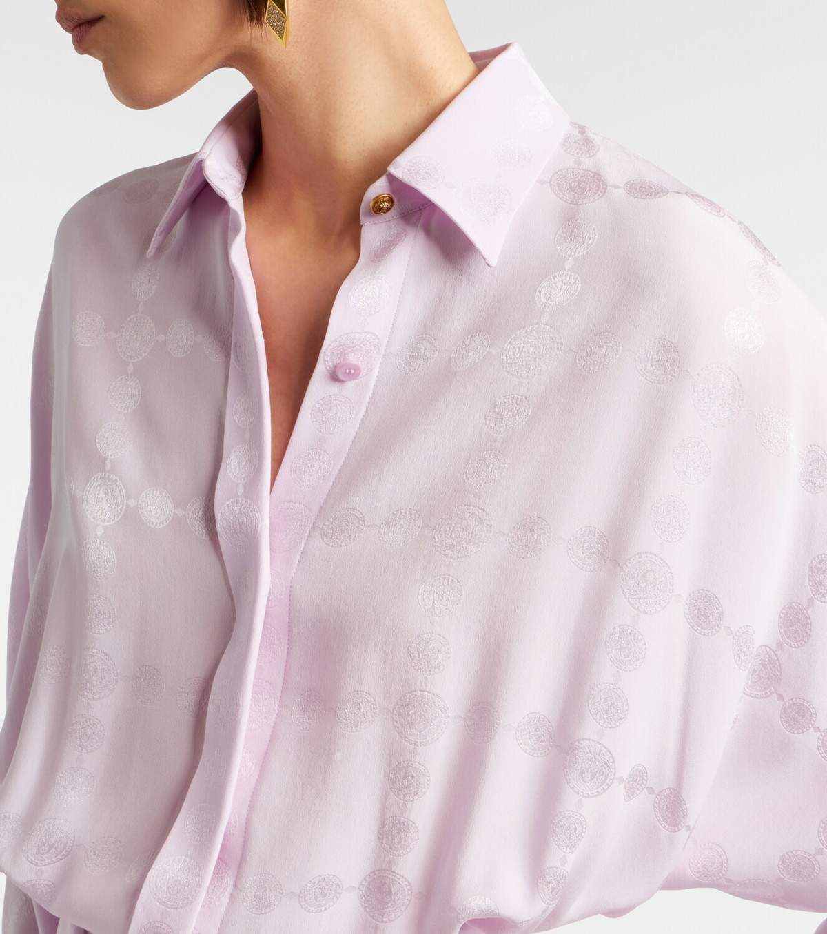 Versace Medusa silk crêpe satin shirt dress