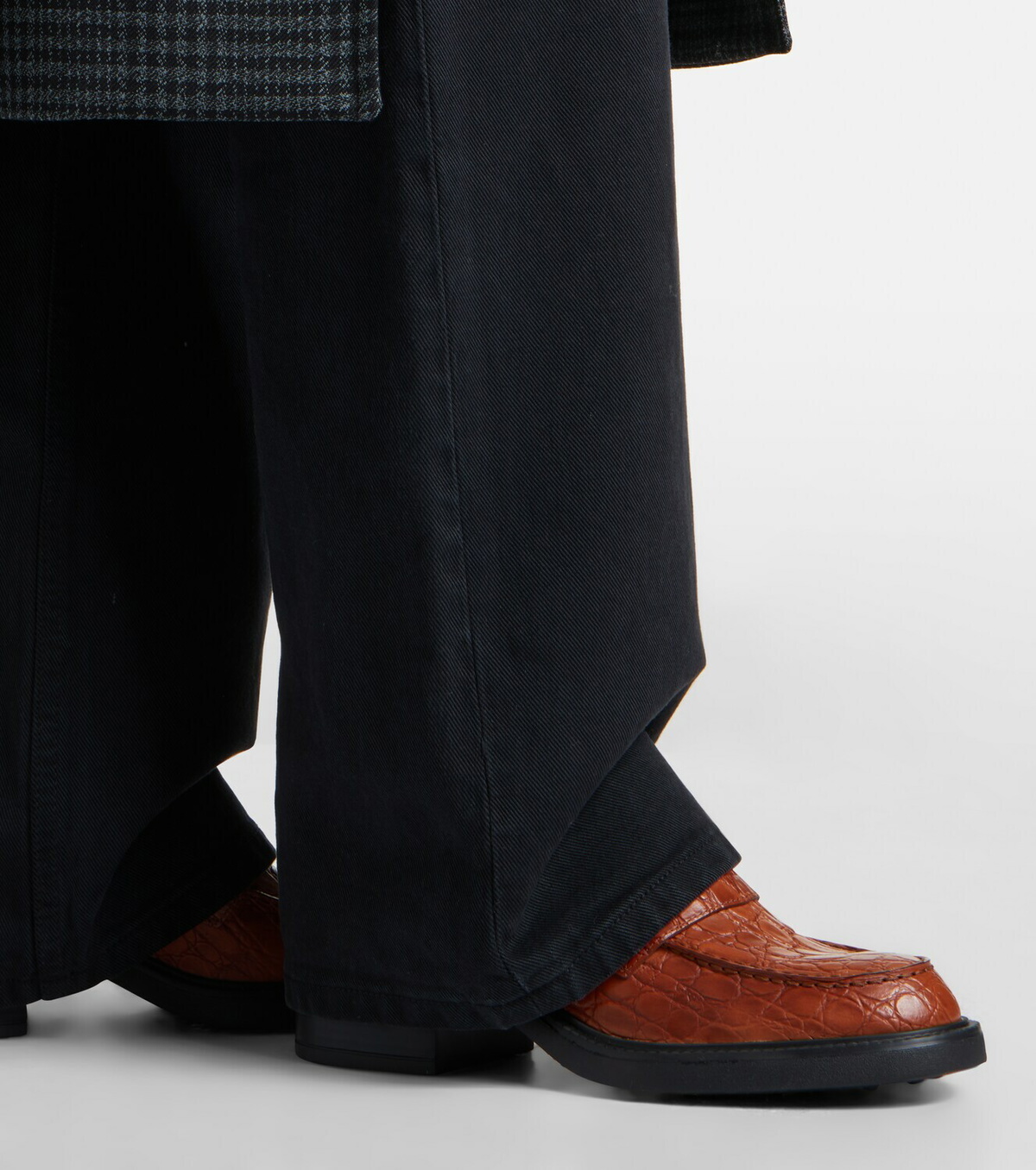 Tod's Croc-effect leather loafer pumps