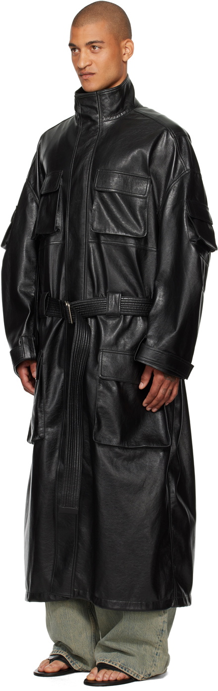 LU'U DAN コート Black Oversized Tailored Faux-Leather Coat by LU'U DAN on Sale