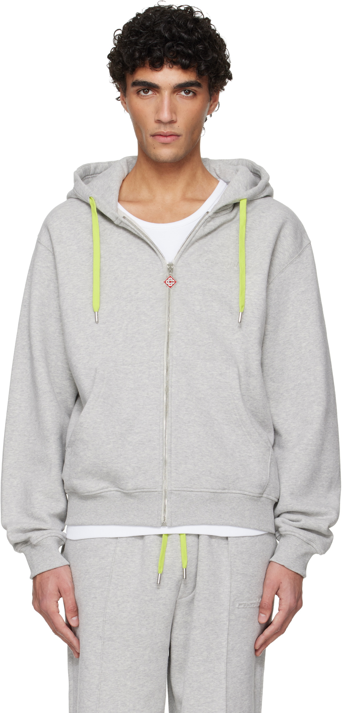 Casablanca Gray Cashmere Blend Zip‑Up Hoodie