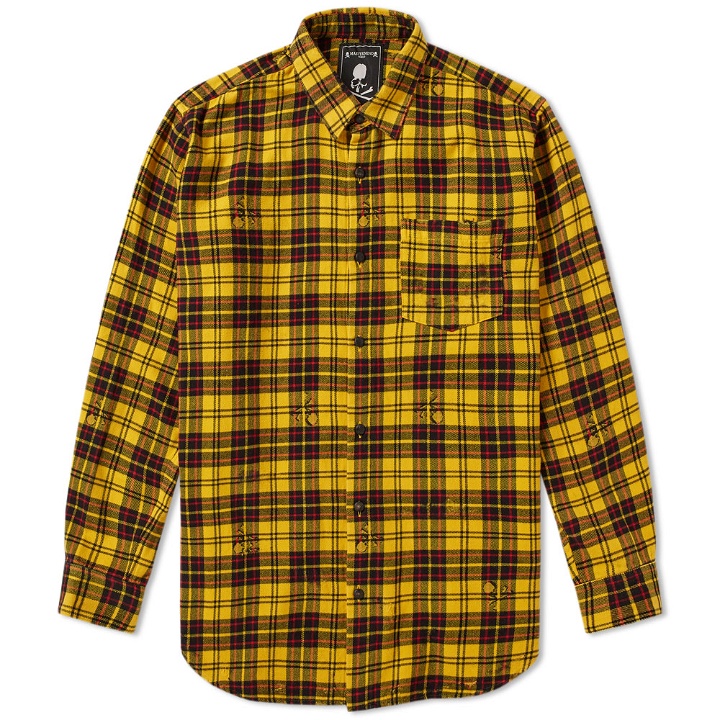 Photo: MASTERMIND WORLD Damaged Skull Check Flannel Shirt Yellow