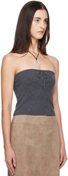 St. Agni Gray Wool Strapless Top