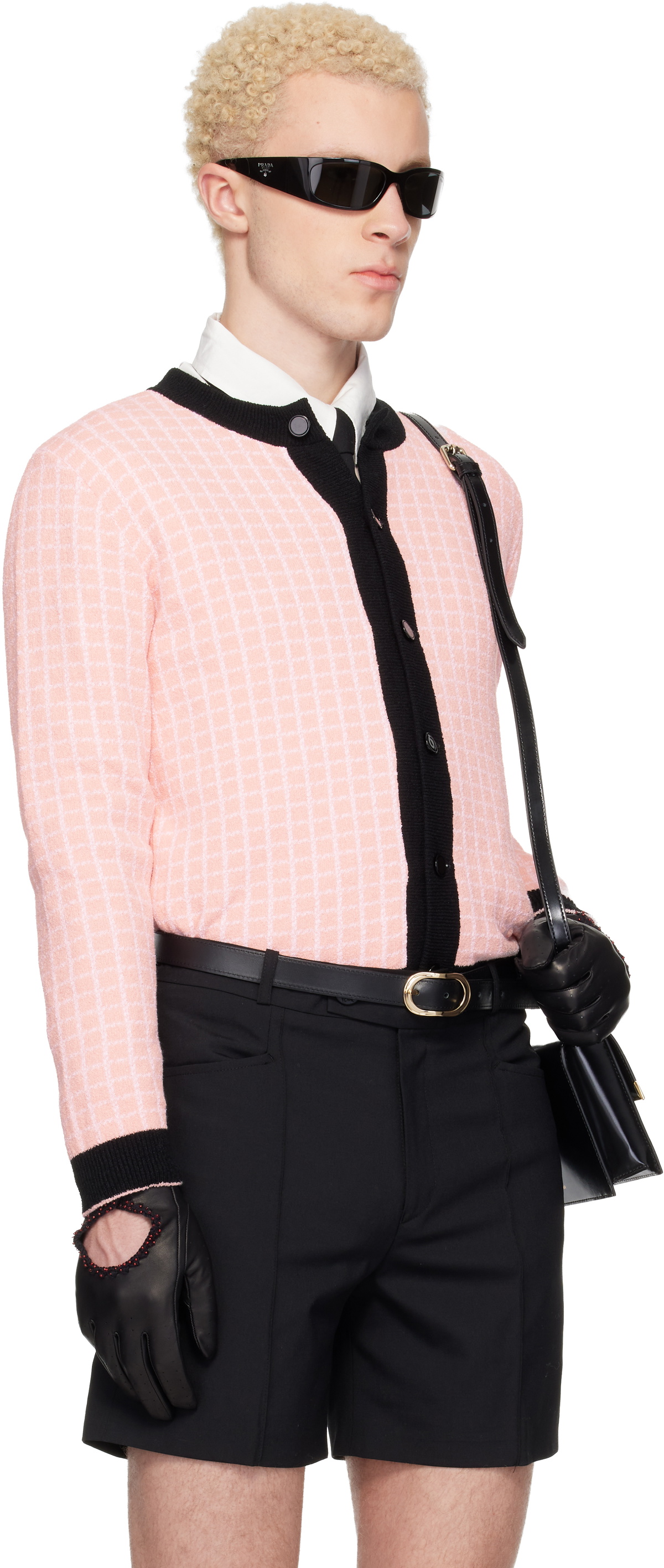 Ernest W. Baker Pink & White Check Boucle Cardigan