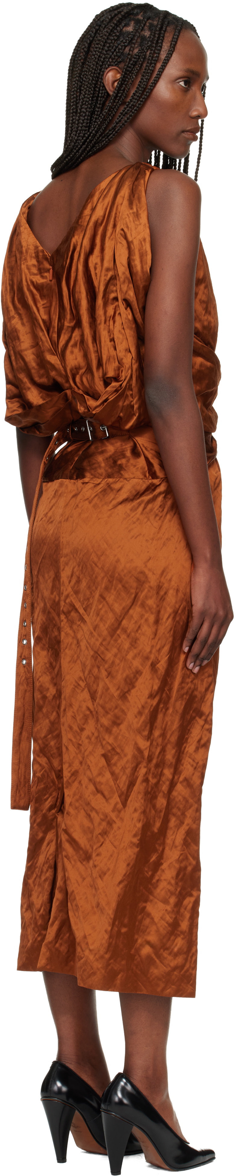 Lanvin Orange Back Cape Maxi Dress