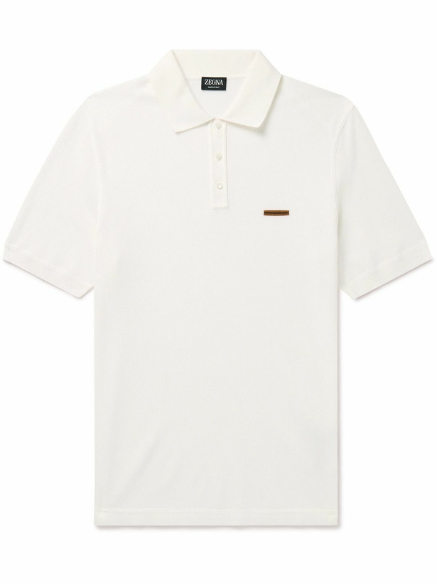 Photo: Zegna - Slim-Fit Cotton-Piqué Polo Shirt - White