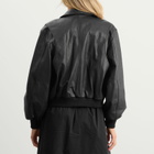 Nothing Written Women's Classic Leather Flight Jacket in Black
